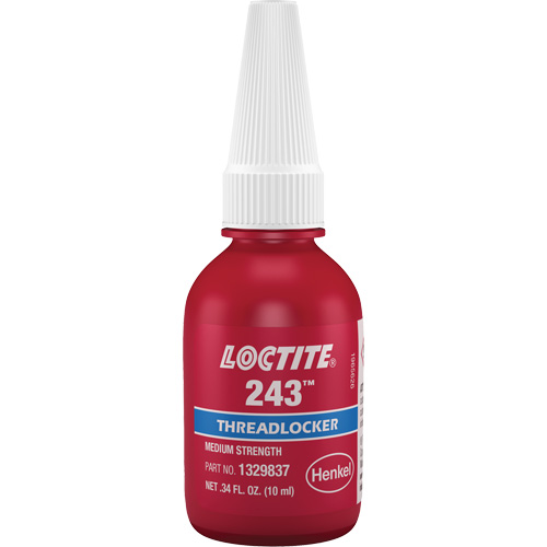 Compos&eacute; de blocage 243 tol&eacute;rant &agrave; l'huile, Bleu, Moyen, 10 ml, Bouteille Chandler Sales