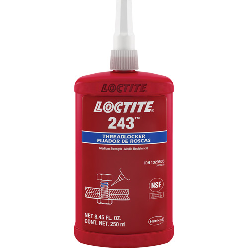 Compos&eacute; de blocage 243 tol&eacute;rant &agrave; l'huile, Bleu, Moyen, 250 ml, Bouteille Chandler Sales