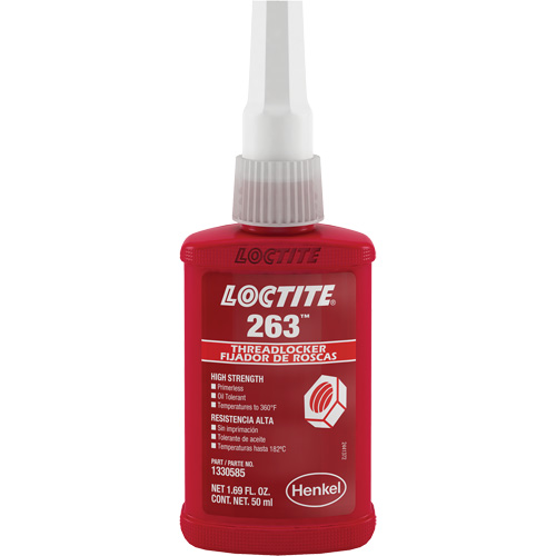 Threadlocker 263 Rapid Cure, Red, High, 50 ml, Bottle Chandler Sales