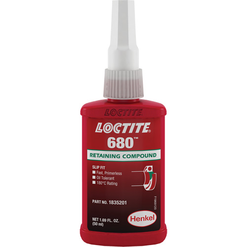 680 High-Strength/Low-Viscosity Retaining Compound, 50 ml, Bottle, Green Chandler Sales