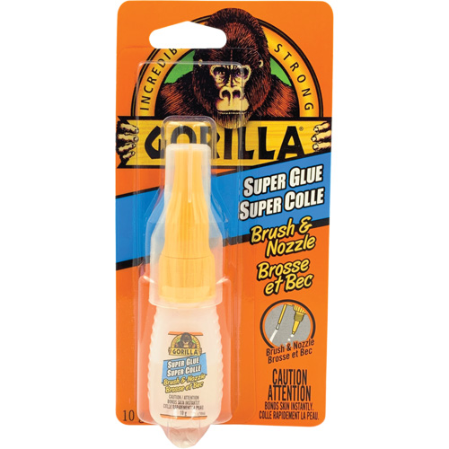 Colle cyanoacrylate avec embout et brosse, 10 g, Bouteille, Transparent Chandler Sales