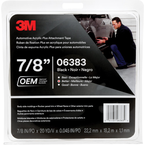 3M Automotive Acrylic Tape, 18 M (60') L x 22 mm (7/8") W, 45 mils, Acrylic Chandler Sales