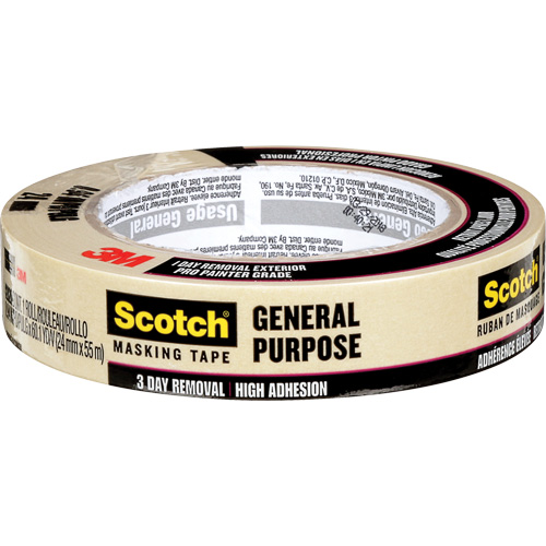 Scotch&reg; General Purpose Masking Tape 2020, 24 mm (1") x 55 m (180'), Tan Chandler Sales