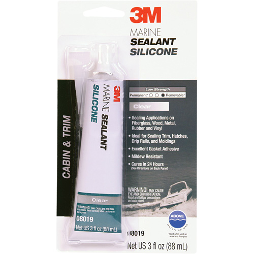 Marine Grade Silicone Sealant, 3 oz., Tube, Clear Chandler Sales