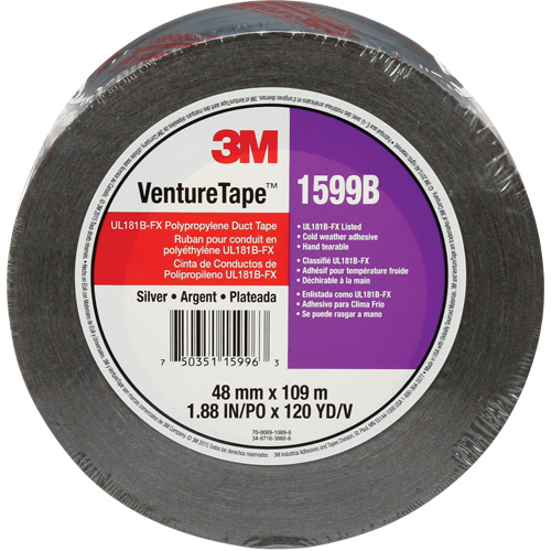 1599B Venture Tape Polypropylene Tape, 3 mils, Silver, 48 mm (2") x 109.7 m (359.9') Chandler Sales