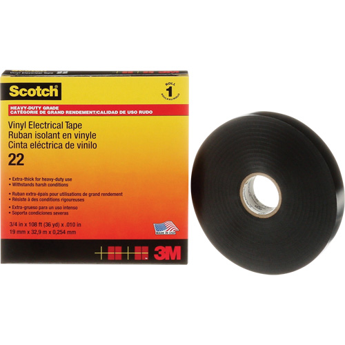 Ruban isolant en vinyle Scotch, 19 mm (3/4") x 33 m (108'), Noir, 10 mils Chandler Sales