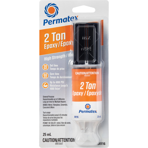 Colle &eacute;poxyde avec capacit&eacute; de 2 tonnes, 25 ml, Seringue, Deux composants, Transparent Chandler Sales