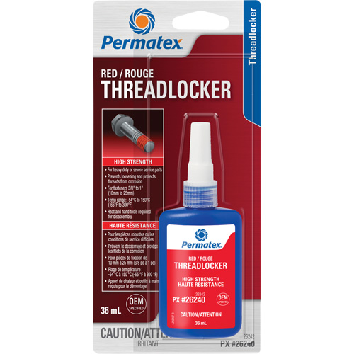 Permanent Strength Threadlocker, Red, High, 36 ml, Bottle Chandler Sales
