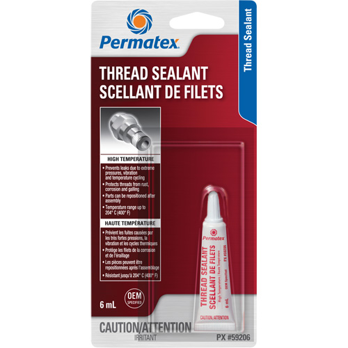 High Temperature Thread Sealant, Tube, 6 ml, -54° C - 204° C/-65° F - 400° F Chandler Sales