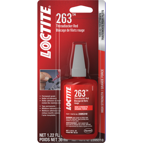 263 Threadlocker, Red, High, 36 ml, Bottle Chandler Sales