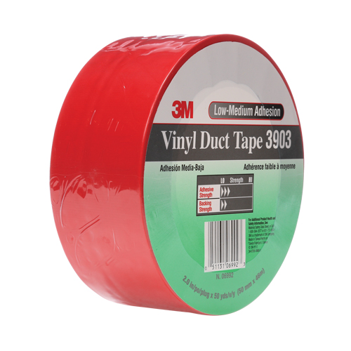 3903 Vinyl Duct Tape, 48 mm (2") W x 46 m (151') L, 6.5 mils, Red Chandler Sales