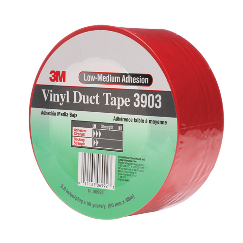 3903 Vinyl Duct Tape, 48 mm (2") W x 46 m (151') L, 6.5 mils, Red Chandler Sales