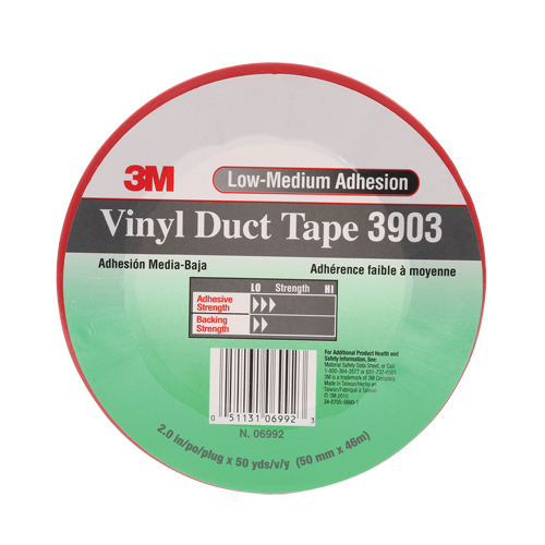 3903 Vinyl Duct Tape, 48 mm (2") W x 46 m (151') L, 6.5 mils, Red Chandler Sales