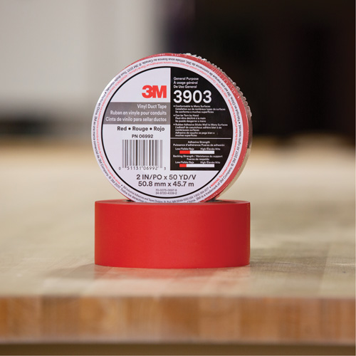 3903 Vinyl Duct Tape, 48 mm (2") W x 46 m (151') L, 6.5 mils, Red Chandler Sales