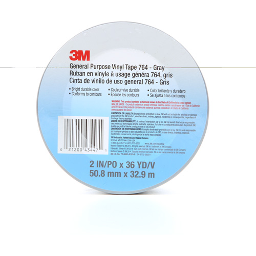 Ruban en vinyle pour travaux g&eacute;n&eacute;raux 764, 50,8 mm (2") la x 32,9 m (108') lo, 5 mils, Gris Chandler Sales
