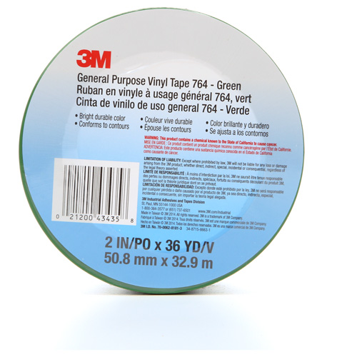 Ruban en vinyle pour travaux g&eacute;n&eacute;raux 764, 50,8 mm (2") la x 32,9 m (108') lo, 5 mils, Vert Chandler Sales