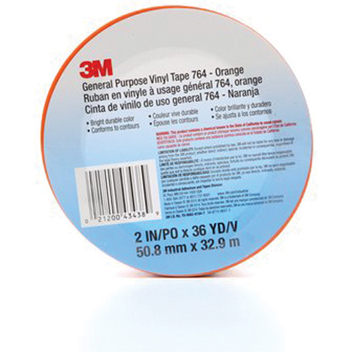 764 General-Purpose Vinyl Tape, 50.8 mm (2") W x 32.9 m (108') L, 5 mils, Orange Chandler Sales