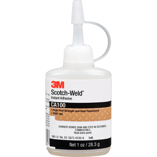 Adh&eacute;sif instantan&eacute; CA100 Scotch-Weld, Blanc cass&eacute;, Bouteille, 1 oz Chandler Sales