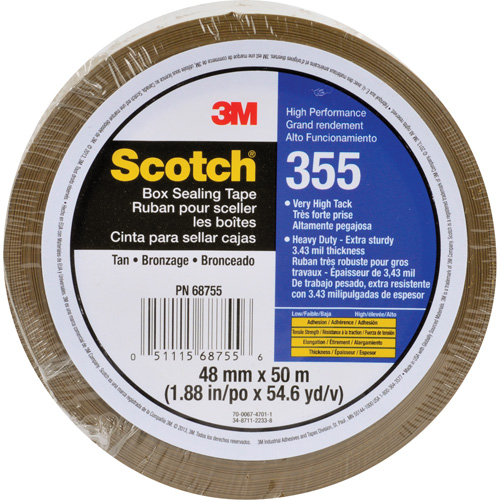 Ruban pour sceller les boîtes Scotch 355, Adh&eacute;sif Thermofusible, 3,15 mils, 48 mm (2") x 50 m (164') Chandler Sales