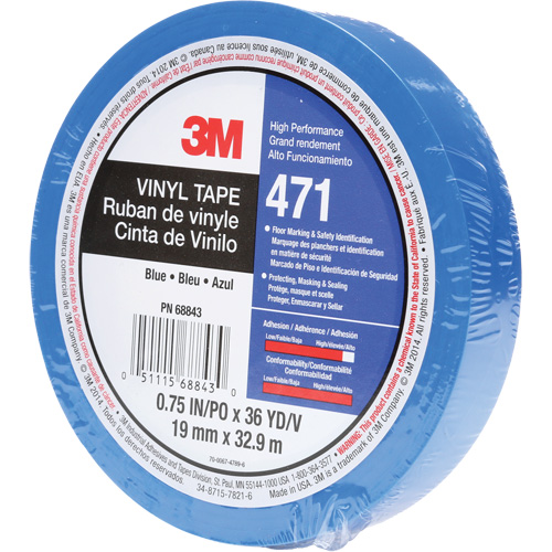 Ruban en vinyle 471, 19 mm (3/4") la x 32,9 m (108') lo, 5,3 mils, Bleu Chandler Sales