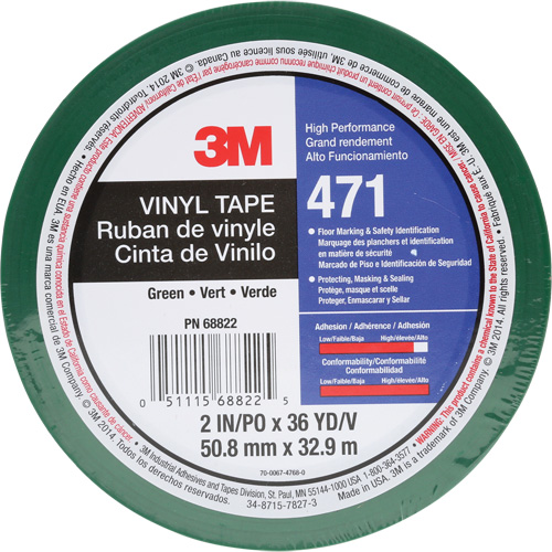 Ruban en vinyle 471, 50,8 mm (2") la x 32,9 m (108') lo, 5,2 mils, Vert Chandler Sales