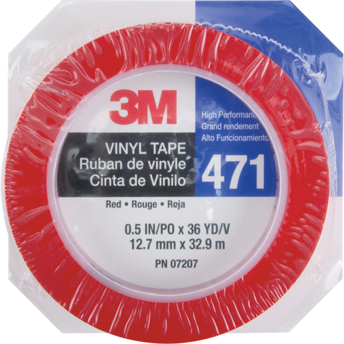 Ruban en vinyle 471, 12 mm (1/2") la x 32,9 m (108') lo, 5,3 mils, Rouge Chandler Sales