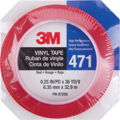 Ruban en vinyle 471, 6 mm (1/4") la x 32,9 m (108') lo, 5,3 mils, Rouge Chandler Sales
