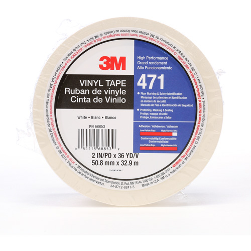 Ruban en vinyle 471, 50,8 mm (2") la x 32,9 m (108') lo, 5,2 mils, Blanc Chandler Sales