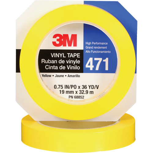 Ruban en vinyle 471, 19 mm (3/4") la x 32,9 m (108') lo, 5,3 mils, Jaune Chandler Sales