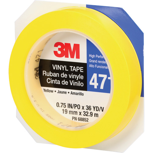 Ruban en vinyle 471, 19 mm (3/4") la x 32,9 m (108') lo, 5,3 mils, Jaune Chandler Sales