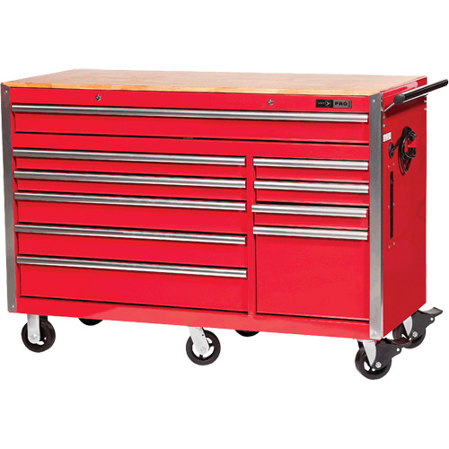 PRC5610 Armoire &agrave; rouleaux s&eacute;rie Pro, 10 tiroirs, 55-9/10" la x 24-1/10" p x 39-7/10" h, Rouge Chandler Sales
