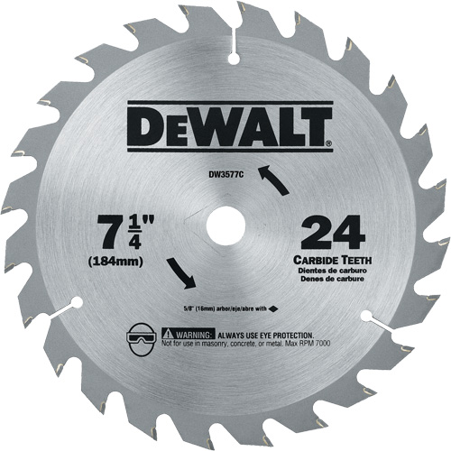 Lame de scie circulaire en carbure, 7-1/4", 24 dents Chandler Sales