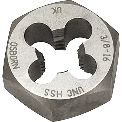 Hexagonal Rethreading Die, 7/10" Dia., 1/4"-28 Thread, High Speed Steel Chandler Sales