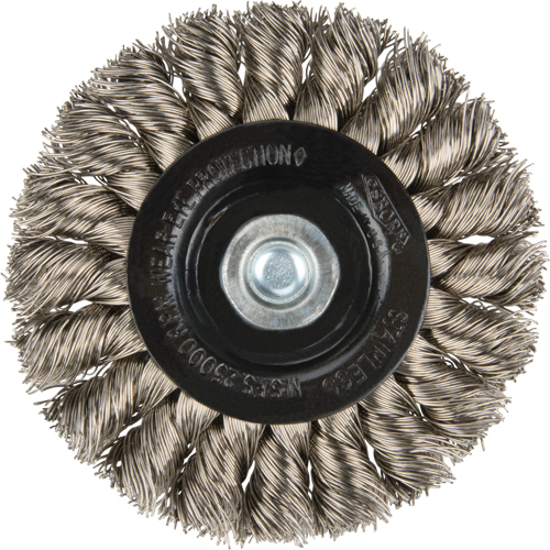 Knot Wire Wheel Brushes - Standard Twist Knot with 1/4" shank, 3" Dia., 0.014" Fill, Stainless Steel Chandler Sales