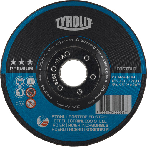 Premium 2-in-1 Grinding Wheel, 7" x 9/32", 7/8" Arbor, Type 27 Chandler Sales