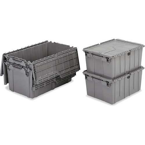 Flipak&reg; Polyethylene Plastic (PE) Distribution Containers, 11.8" x 9.8" x 7.7", Grey Chandler Sales