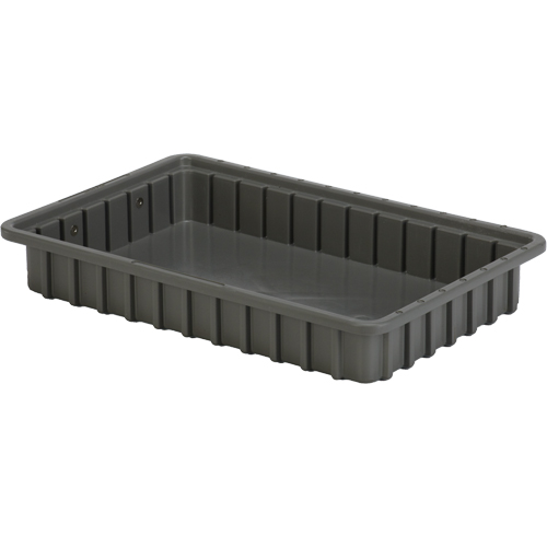 Divider Box&reg; Containers, Polyethylene, 16.5" W x 10.9" D x 2.5" H, Grey Chandler Sales