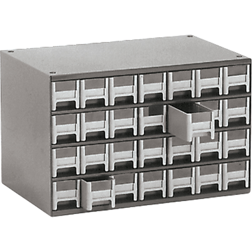 Modular Parts Cabinets, Steel, 28 Drawers, 17" x 10-9/16" x 2-2/16", Grey Chandler Sales