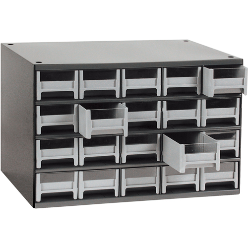 Modular Parts Cabinets, Steel, 20 Drawers, 17" x 10-9/16" x 2-1/16", Grey Chandler Sales