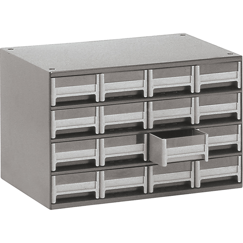 Modular Parts Cabinets, Steel, 16 Drawers, 17" x 10-9/16" x 2-1/8", Grey Chandler Sales