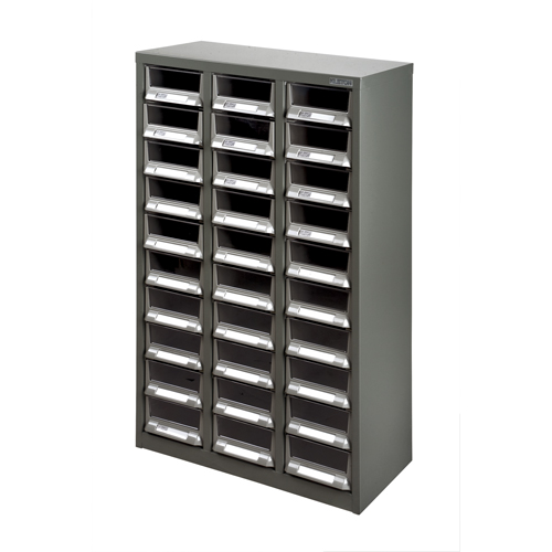 Casiers pour pi&egrave;ces KPC-200, Acier galvanis&eacute;, 30 tiroirs, 21-3/10" x 10-2/5" x 36-9/10", Gris Chandler Sales