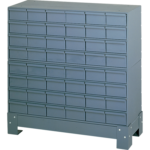 Casiers &agrave; tiroirs industriels avec base, 48 tiroirs, 34-1/8" la x 12-1/4" p x 33-3/4" h, Gris Chandler Sales