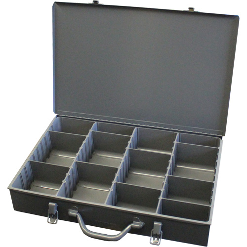 Boîtes &agrave; compartiments ajustables, Acier, Variable compartiments, 13-3/8" la x 9-1/4" p, 2" h, Gris Chandler Sales