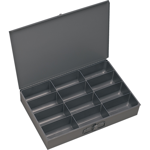 Boîtes &agrave; fond courb&eacute;, Acier, 12 compartiments, 18" la x 12" p, 3" h, Gris Chandler Sales