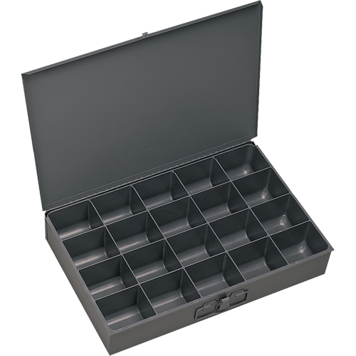 Compartment Scoop Boxes, Steel, 20 Slots, 13-3/8" W x 9-1/4" D x 2" H, Grey Chandler Sales