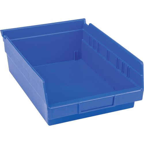 Plastic Shelf Bins, 8-3/8" W x 4" H x 11-5/8" D, Blue, 15 lbs. Capacity Chandler Sales