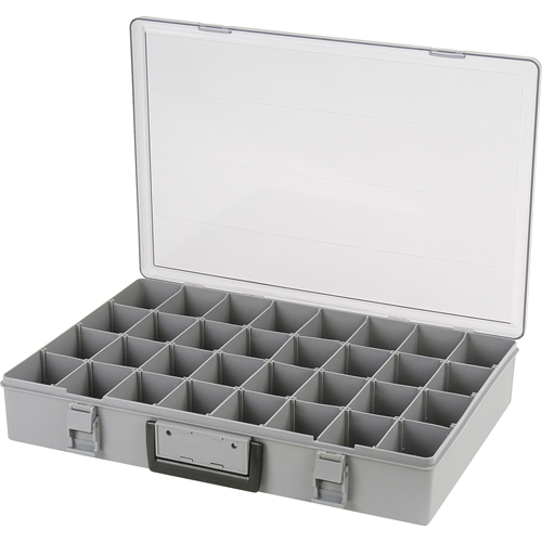 Boîte &agrave; compartiments, Plastique, 32 compartiments, 18-1/2" la x 13" p, 3" h, Gris Chandler Sales