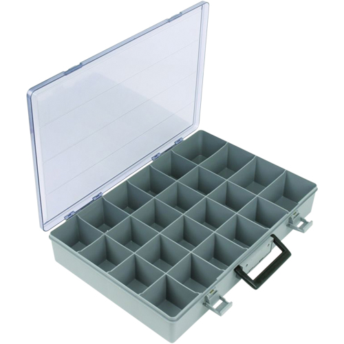 Boîte &agrave; compartiments, Plastique, 24 compartiments, 15-1/2" la x 11-3/4" p, 2-1/2" h, Gris Chandler Sales