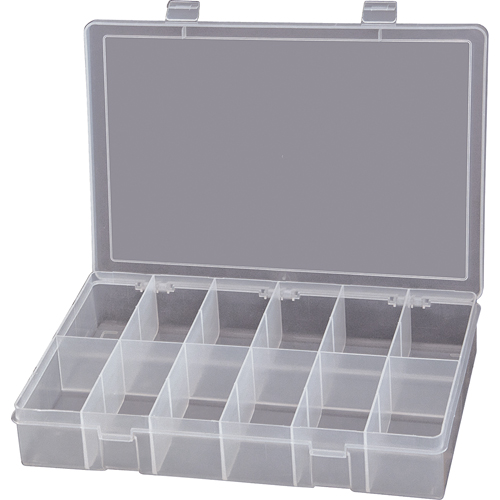 Compact Polypropylene Compartment Cases, 13-1/8" W x 9" D x 2-5/16" H, 12 Compartments Chandler Sales