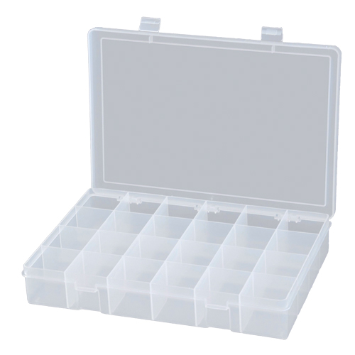 Compact Polypropylene Compartment Cases, 13-1/8" W x 9" D x 2-5/16" H, 24 Compartments Chandler Sales